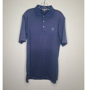 Peter Millar Summer Comfort blue polo shirt with pink green stripes - medium